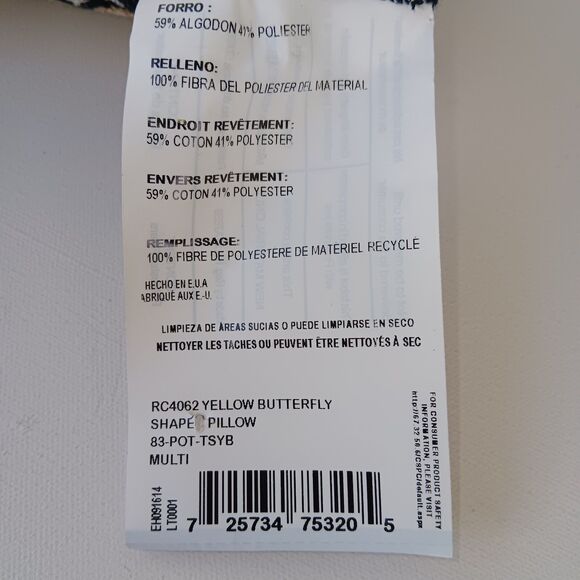 Manual Woodworkers and Weavers Yellow Butterfly Pillow Tapestry Jacquard - Picture 5 of 7